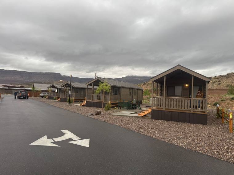 Cabins along resort street